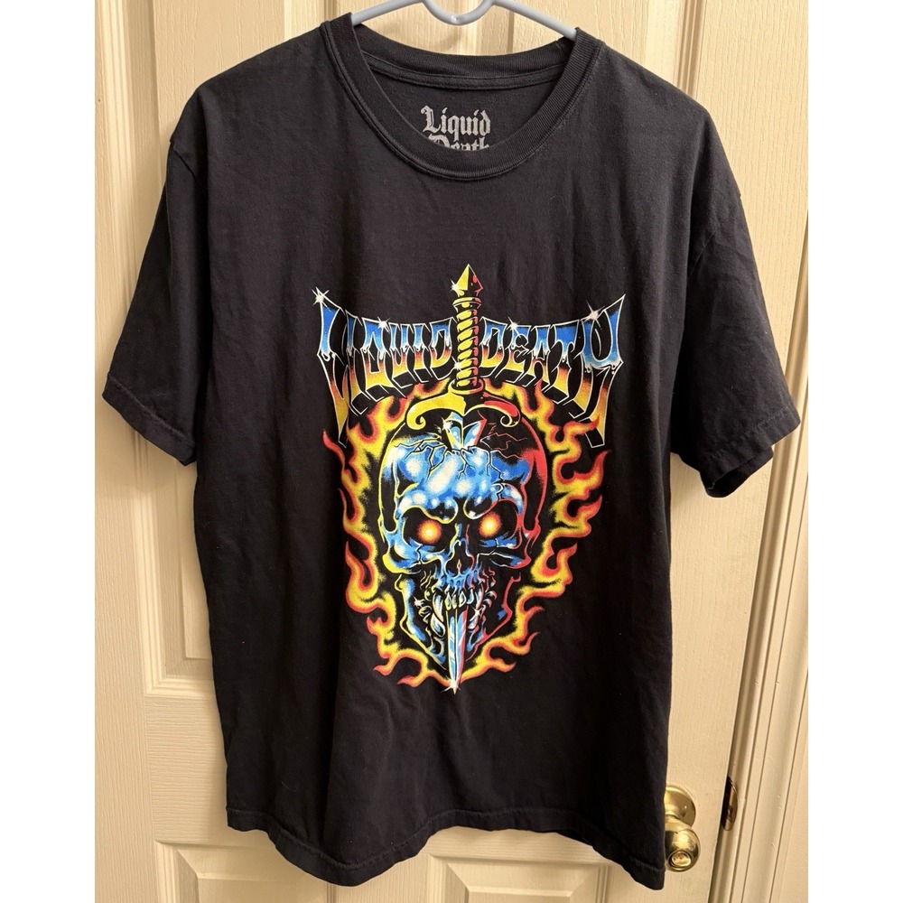 Liquid Death Swordface Mens T-Shirt‎ Large Black Rare